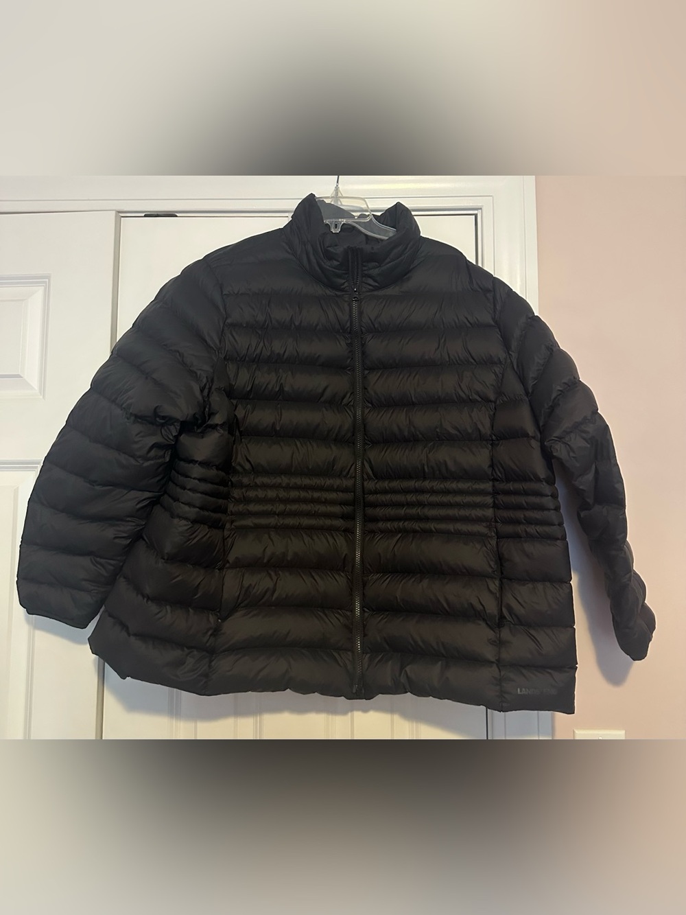 Lands' End Men's Black Quilted Packable Puffer Jacket